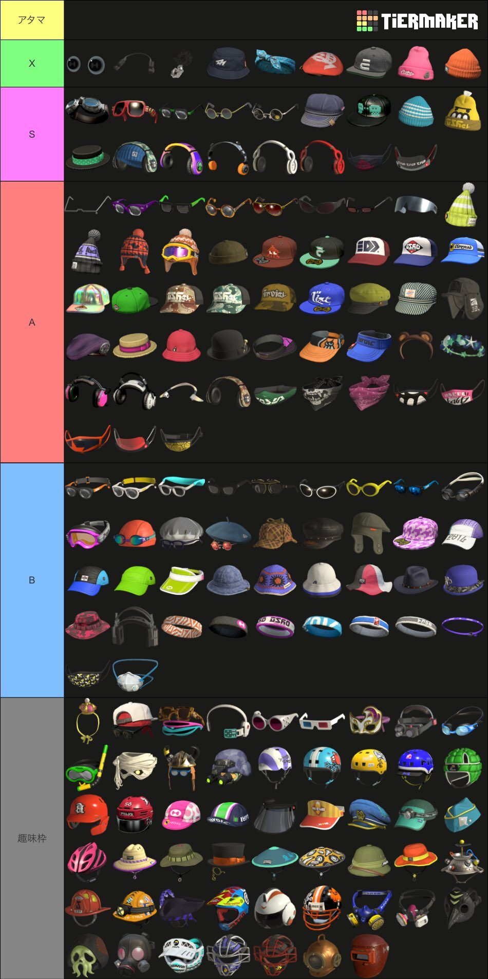 【おしゃれ】コーデに合わせやすいギアTier表爆誕!!